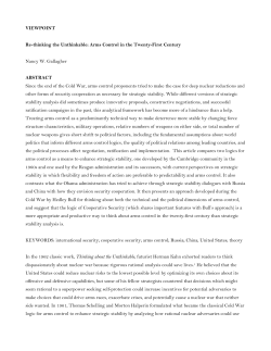 Rethinking the Unthinkable-Arms Control in the 21st Century