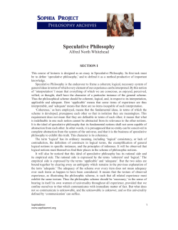 Speculative Philosophy
