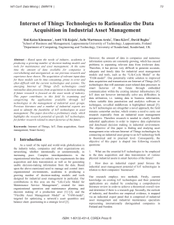 Internet of Things Technologies to Rationalize the Data Acquisition in