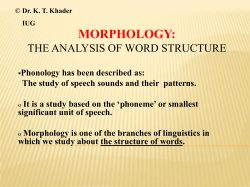 Morphology: The analysis of word tructure