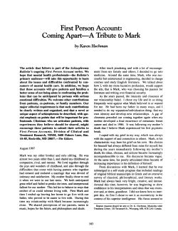 First Person Account: Coming Apart&mdash;A Tribute to Mark