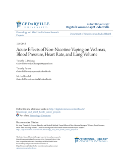 Acute Effects of Non-Nicotine Vaping on Vo2max, Blood Pressure