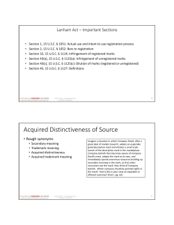 Lanham Act &ndash; Important Sections