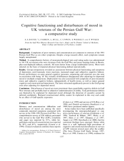 Cognitive functioning and disturbances of mood in UK veterans of