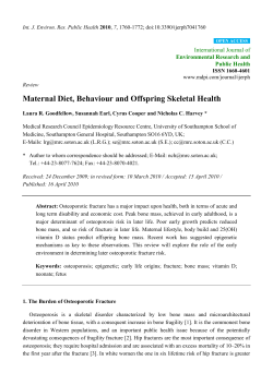 Maternal Diet, Behaviour and Offspring Skeletal Health