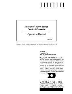 All Sport 4000 Series Control Console Operation Manual