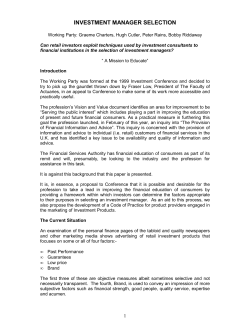 INVESTMENT MANAGER SELECTION