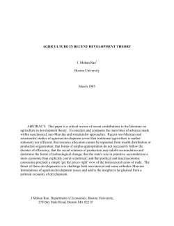 Rao, J. M. Agriculture in Recent Development Theory