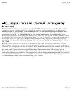 Alex Haley`s Roots and Hyperreal Historiography