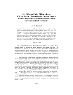 Sex Offenses Under Military Law: Will the Recent Changes