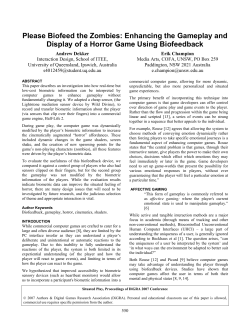Please Biofeed the Zombies: Enhancing the Gameplay and