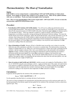 Thermochemistry: The Heat of Neutralization