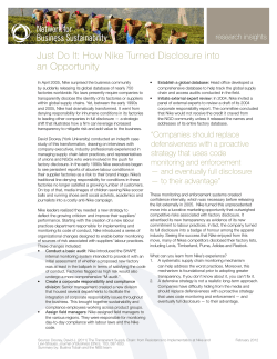 Just Do It: How Nike Turned Disclosure into an Opportunity