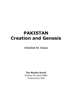 PAKISTAN Creation and Genesis - International Institute of Strategic