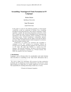 Scrambling: Nontriggered Chain Formation in OV Languages