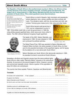 About South Africa - Mittelschulvorbereitung Englisch