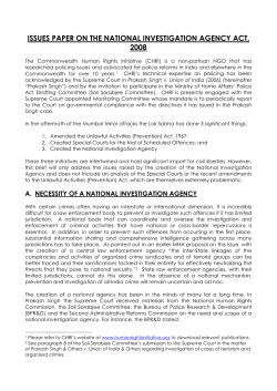 issues paper on the national investigation agency act, 2008