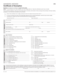 ST3, Certificate of Exemption - Minnesota Department of Revenue