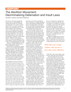 The Abolition Movement: Decriminalizing Defamation and Insult Laws
