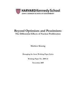 Beyond Optimism and Pessimism - The Belfer Center for Science