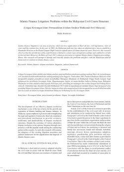 Islamic Finance Litigation: Problems within the Malaysian Civil