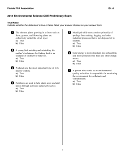 2014 Environmental Science CDE Preliminary Exam