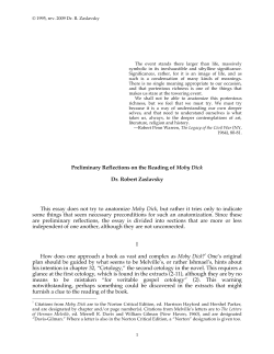Preliminary Reflections on the Reading of Moby Dick