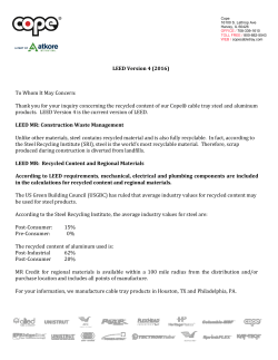 LEED Version 4 (2016) To Whom It May Concern