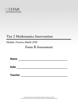 Tier 2 Mathematics Intervention Form B Assessment