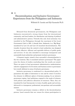 Decentralization and Inclusive Governance: Experiences from the