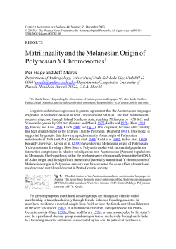 Matrilineality Melanesian Origin Polynesian Y Chromosomes
