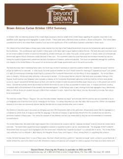 Brown Amicus Curiae October 1952 Summary