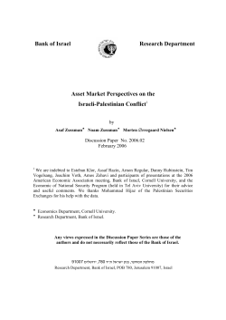 Research Department Bank of Israel Asset Market Perspectives on