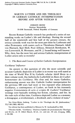 Martin Luther and his Theology in German Catholic Interpretation
