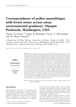 Correspondence of pollen assemblages with forest zones across