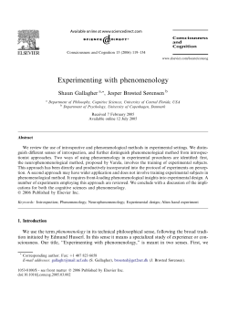 Experimenting with phenomenology