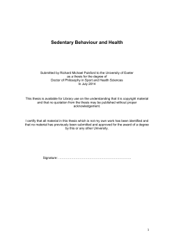 Sedentary Behaviour and Health