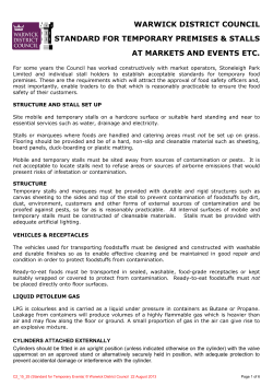 Standard for temporary premises and stalls