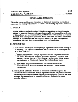 DGO5.13 "Diplomatic Immunity" - San Francisco Police Department