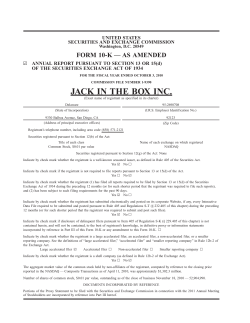 JACK IN THE BOX INC. - Investor Relations Solutions