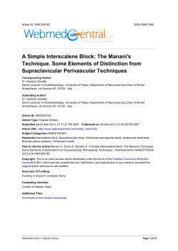 A Simple Interscalene Block: The Manani`s Technique. Some