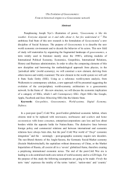 The Evolution of Geoeconomics