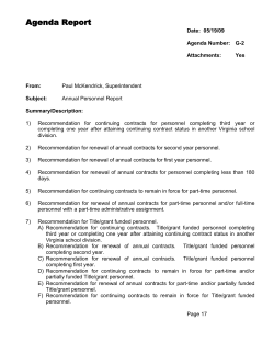 Annual Personnel Report (Draft)