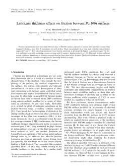 Lubricant thickness effects on friction between Pd(100) surfaces