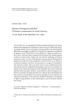 Japanese Immigrants and their Christian Communities in North
