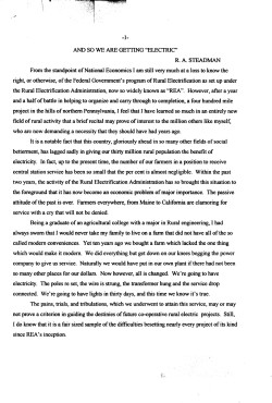 AND SO WE ARE GETTING "ELECTRIC" RA STEADMAN From the