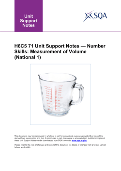 Number Skills: Measurement of Volume (National 1)