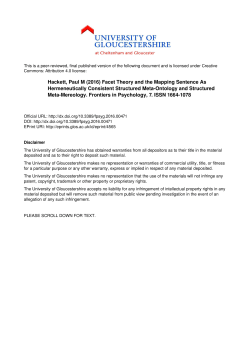 Facet Theory and the Mapping Sentence As Hermeneutically