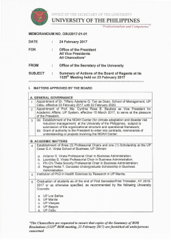 Summary of Decisions - UP OSU