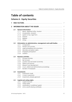 Table of contents - SIX Exchange Regulation